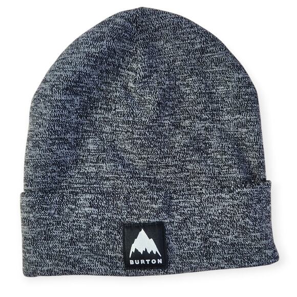 Burton Tall Cuffed Black White Beanie Winter Snow Hat NWOT - Picture 1 of 5